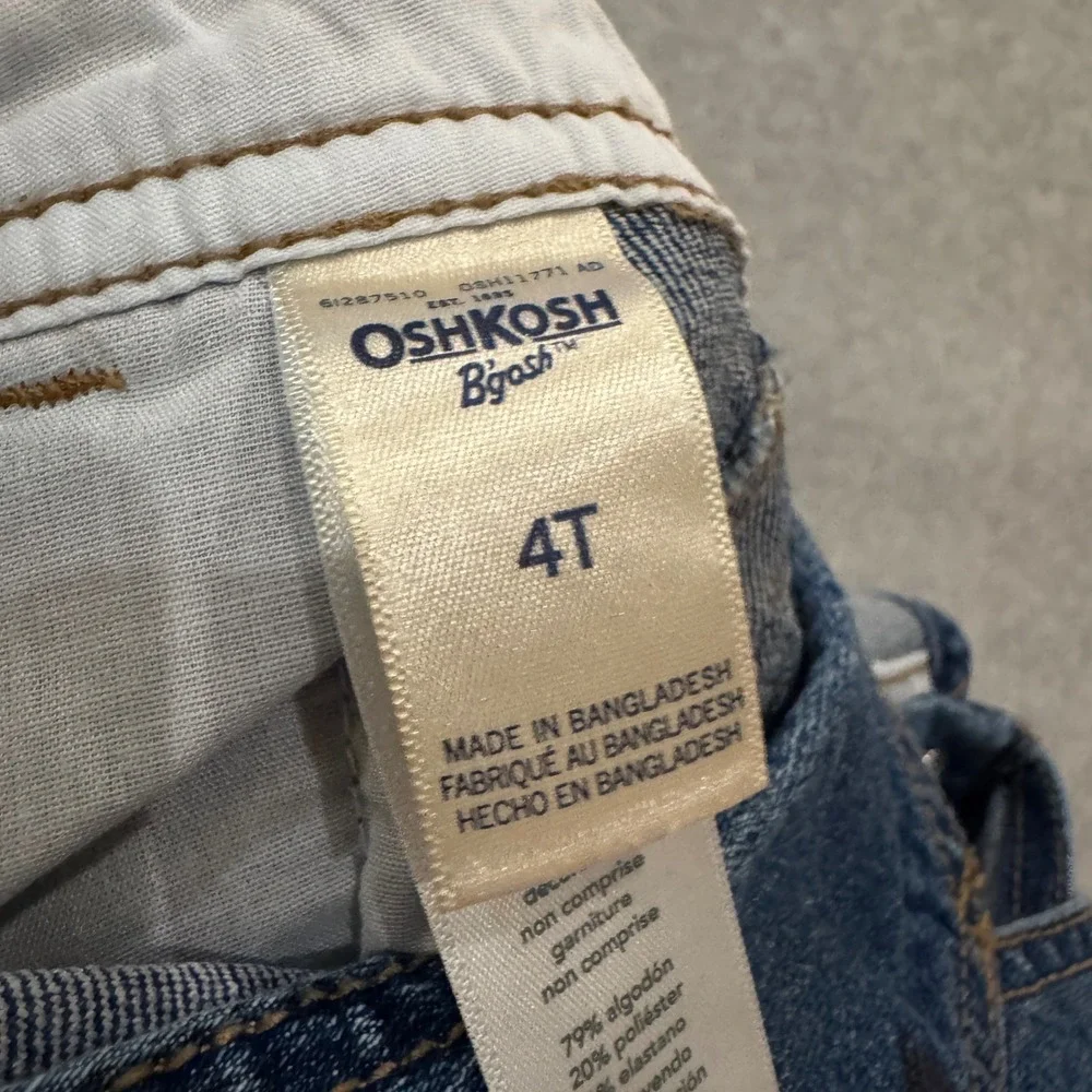 OshKosh B'gosh Kids Denim Overalls Medium Wash Striped Straps 4T‎